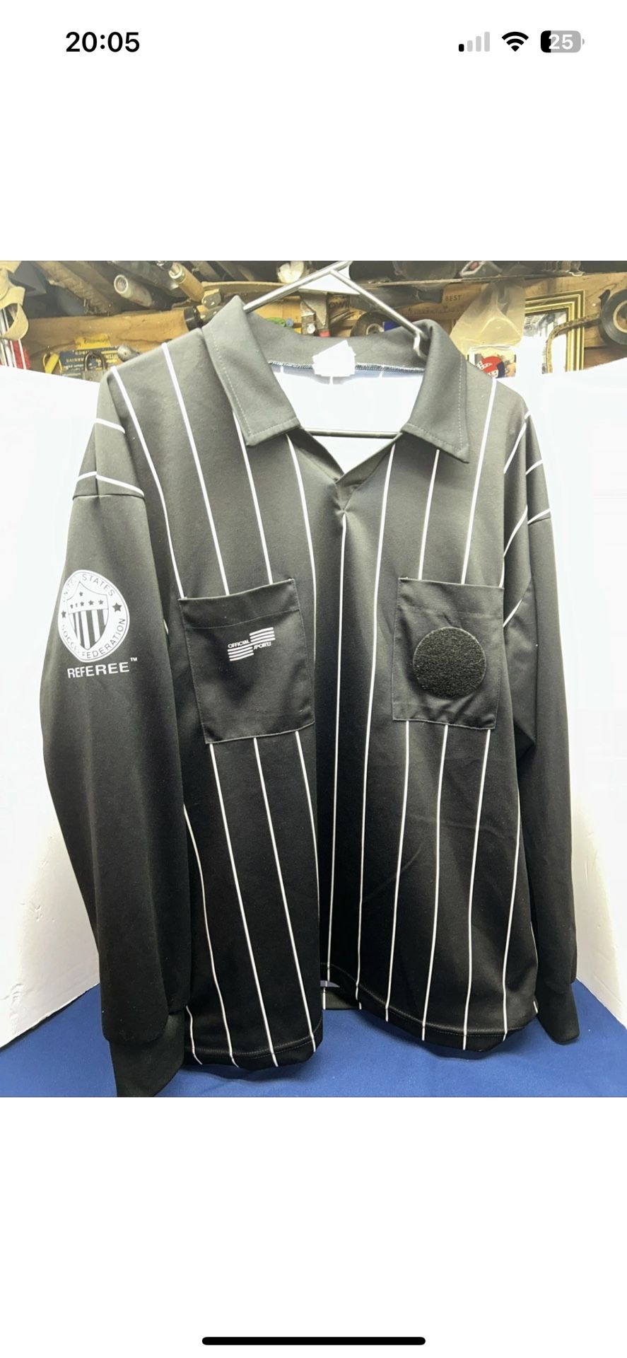 US Federation Soccer Referee Jersey Mens. Size Large. Official Sports Long Sleeve Jersey. Color Black. New