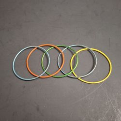 Set Of 5 Multicolored Stackable Metal Bangle Bracelets- Opening Size Is 2 1/8" Which Is For Extra Small Hands & Wrists - 6 Sets In Stock 