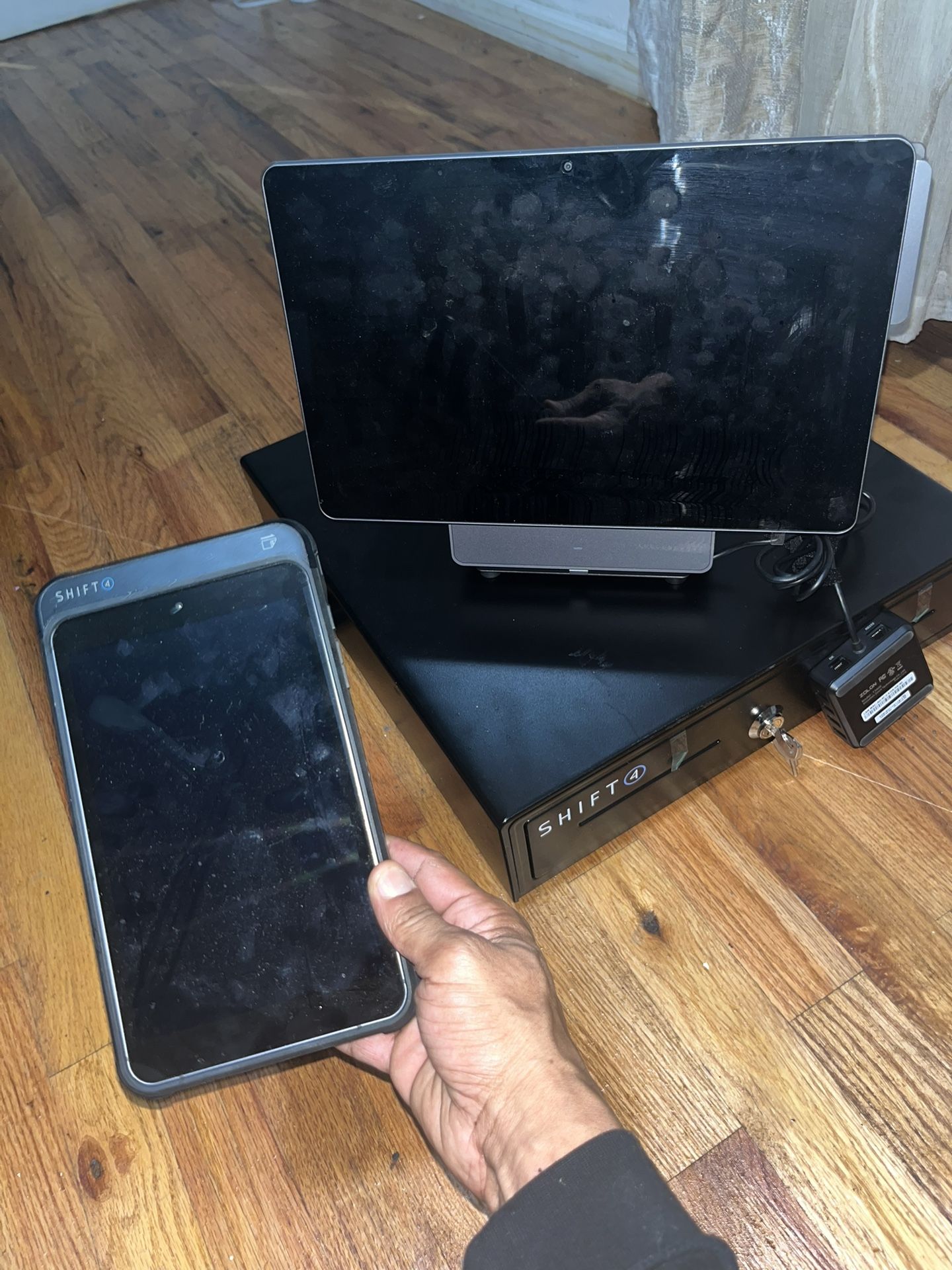 Shift4 POS System Bundle – Touchscreen Terminal + Tablet + Cash Drawer + Card Reader + Extras