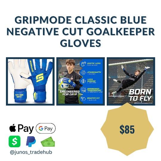 GRIPMODE Classic Blue Negative Cut Goalkeeper Gloves