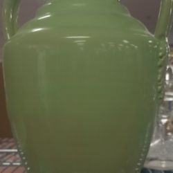 GLOBAL VIEW Large Green Vase. Sells For 100