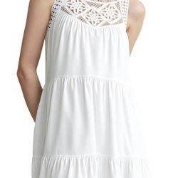 Summer Halter Dresses for Women Casual Spring Hollow Out Sleeveless Boho Sundresses Beach Vacation Dress  White, L  Brand new 