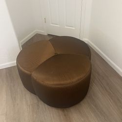 Large Clover Shaped Upholstered Pouf Ottoman