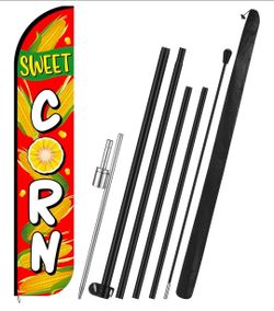 Sweet Corn Feather Flag with Pole Kit 15 ft Banner Sign for Business Advertising Feather Flag Sign with Flagpole for Outside Garden Business Store Par