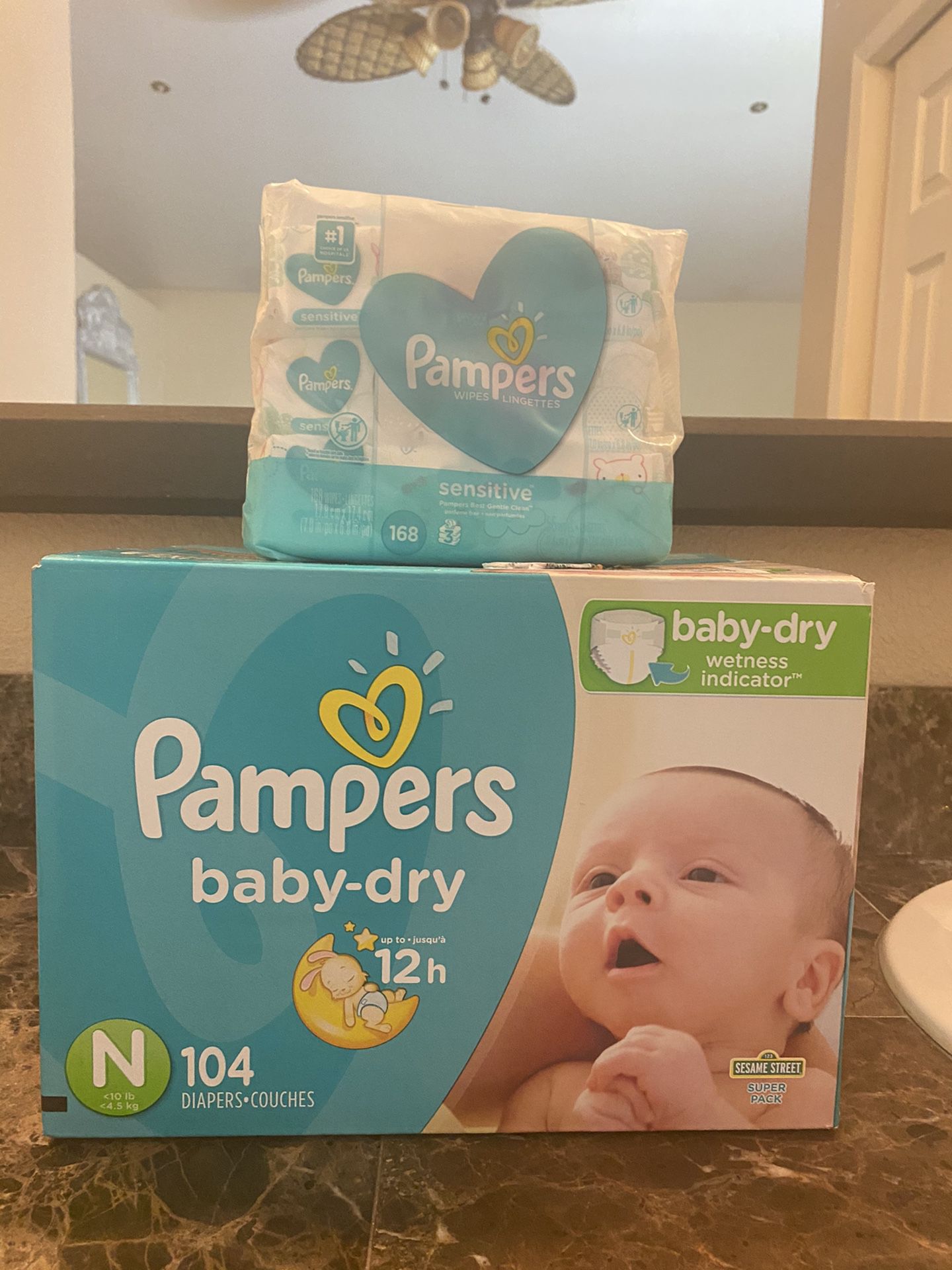 Newborn pampers Diapers and wipes bundle