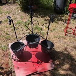 Outdoor Metal Planters With Faux Faucets 26" Tall