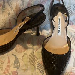 Manolo Blahnik Low Heel Sz 36.5 Black 
