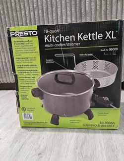 National Presto 10-Quart Kitchen Kettle XL Multi-Cooker, Steamer, Black Deep-Fryer
