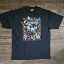 DISNEY CRUISE LINE PIRATES OF THE CARIBBEAN"  MICKEY & STITCH" LOGO  BLACK  T-SHIRT