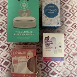 Baby Essentials Bundle – Wipe Warmer + Dr. Brown’s Bottles + Breastmilk Storage Bags