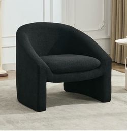 New Modern Upholstered Barrel Accent Chair Cozy Round Boucle Arm Chair For Living Room, Guest Room