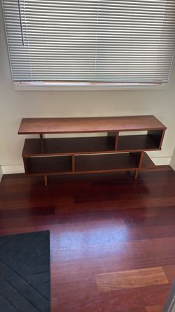 Mid-Century Modern Wood Bookshelf Console