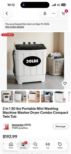 Washing Machine Washer Dryer Compact 2 in 1 Portable Mini