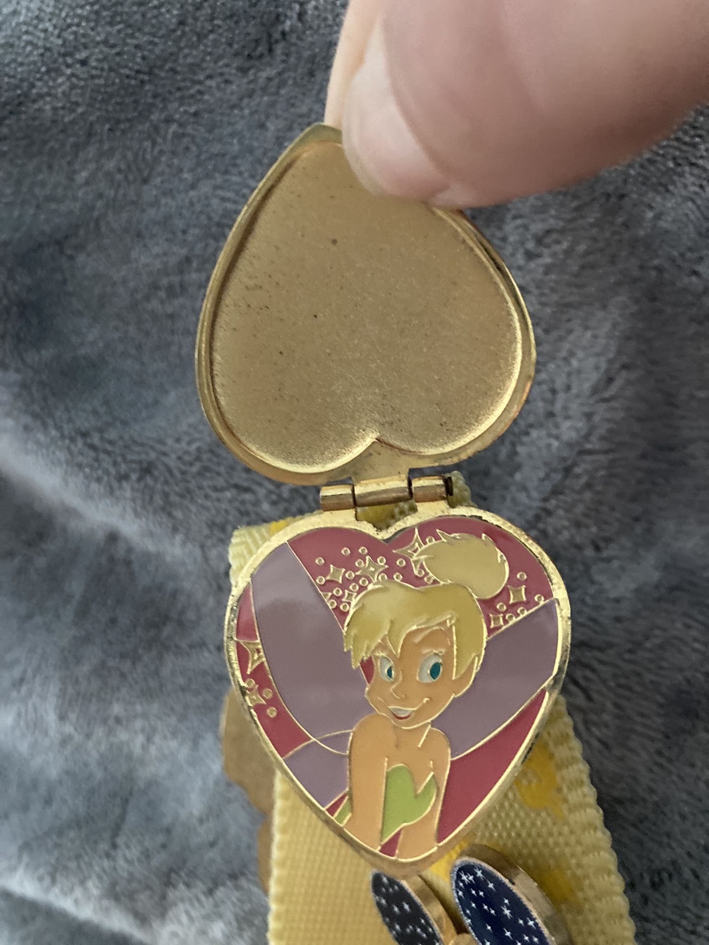 Tinker Bell Locket, Gold Heart With Gems, Disney Pin