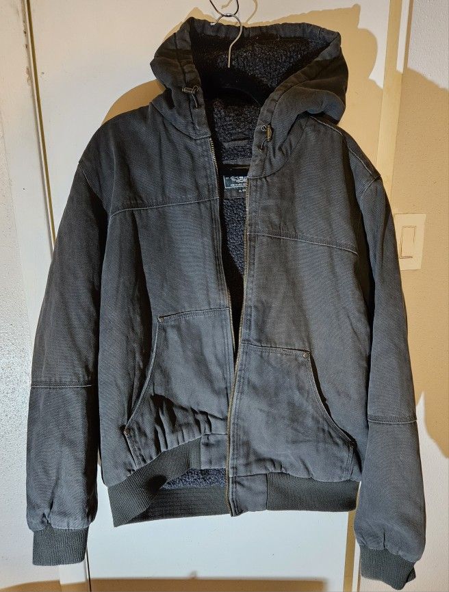 G.H. Bass Hard Service Mens Canvas Duck Jacket XL Hooded Sherpa Lined.