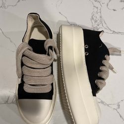Rick Owens Drkshdws Low Top Leather Double Bumper Sneaker Size 8.5