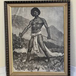 Armed Fijian Mountain Chief - framed - Rare
