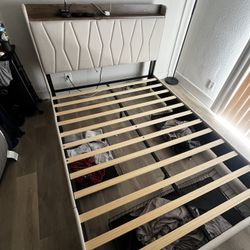 Queen Mattress + Bed Frame (with USB & plug-in outlets) set