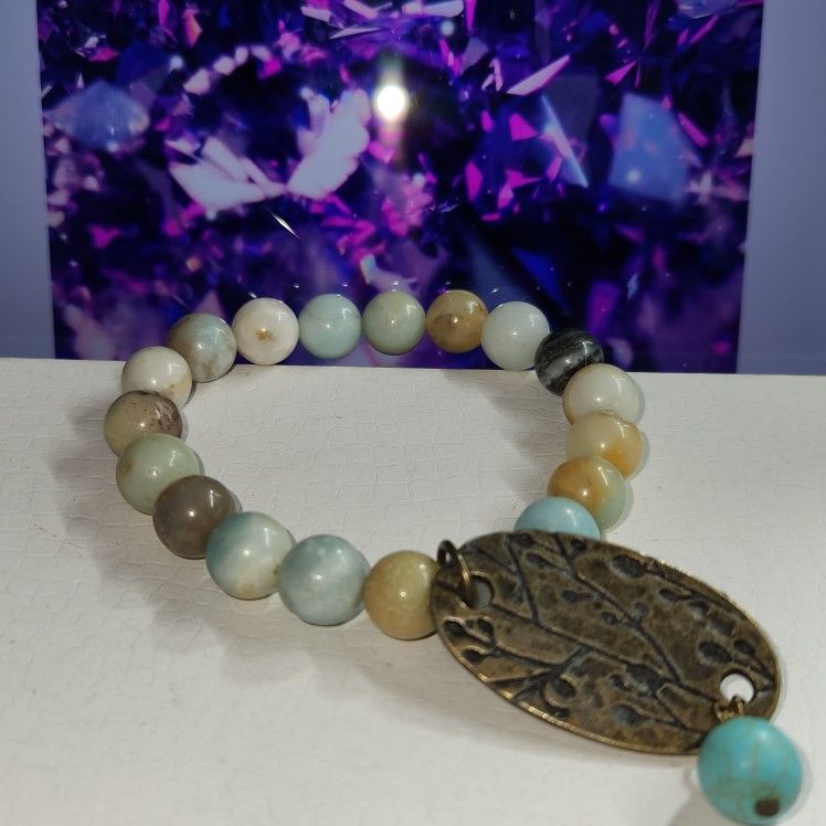 #2244, AMAZONITE AFRICAN TURQUOISE HEALING BRACELET.