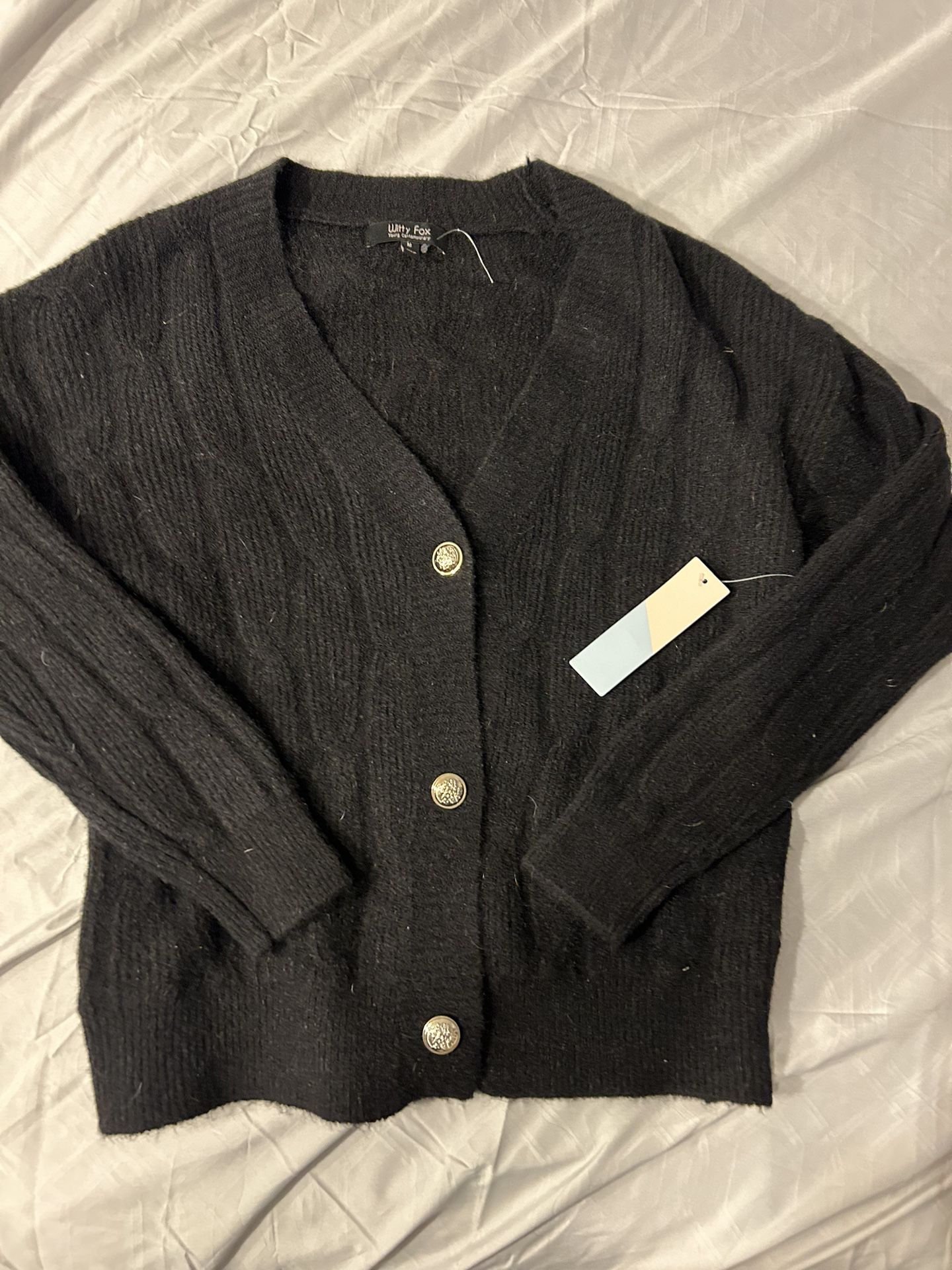NWT Witty Fox Young Contemporary Black Cardigan 