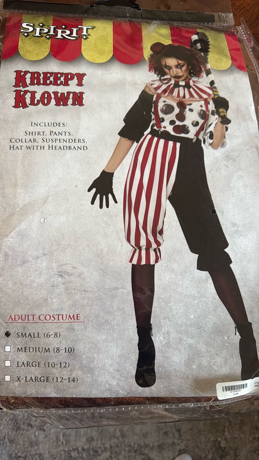 Adult Clown Costume Size Small