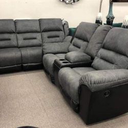 Slate Reclining Living Room Set Sofa And Loveseat 