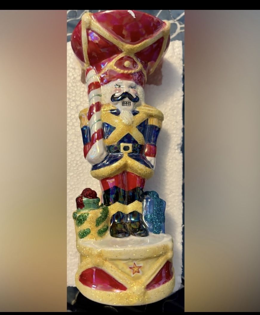 Vintage 2003 Christopher Radko Nutcracker Dandy Candleholder in Red and Gold