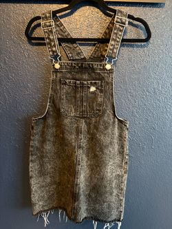 wild fable Black Washed Denim Overall Dress