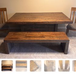 Solid Redwood Table/Chairs/Bench