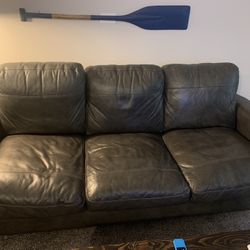 Super Clean Leather Couch. Grey