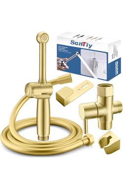 Bidet Toilet Sprayer, handheld bidet toilet sprayer, Brass Cloth Diaper Sprayer Hand Held Bidet Attachment Jet Spray for Toilet with Backflow Prevente