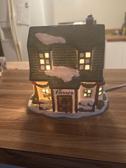 Ceramic Christmas Village Flower Shop Building