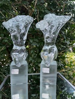 Authentic Murano Vetri Artistici Arte ’80 Hand Blown Italian Glass Sculptures – Signed Pair