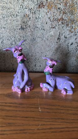 Lynda Corneille SWAK Purple GREAT DANE Tessa dog salt, and pepper shakers