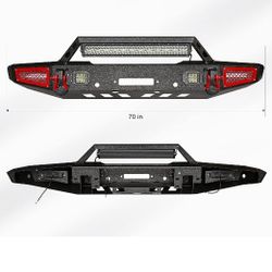 Front Bumper With Lights And Wench Plate