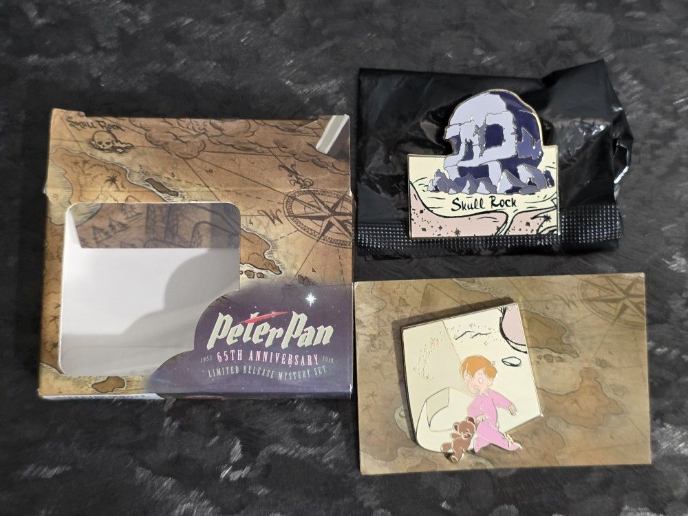 Rare 2018 Disney Peter Pan 65th Anniversary Mystery Map Pins With Box.