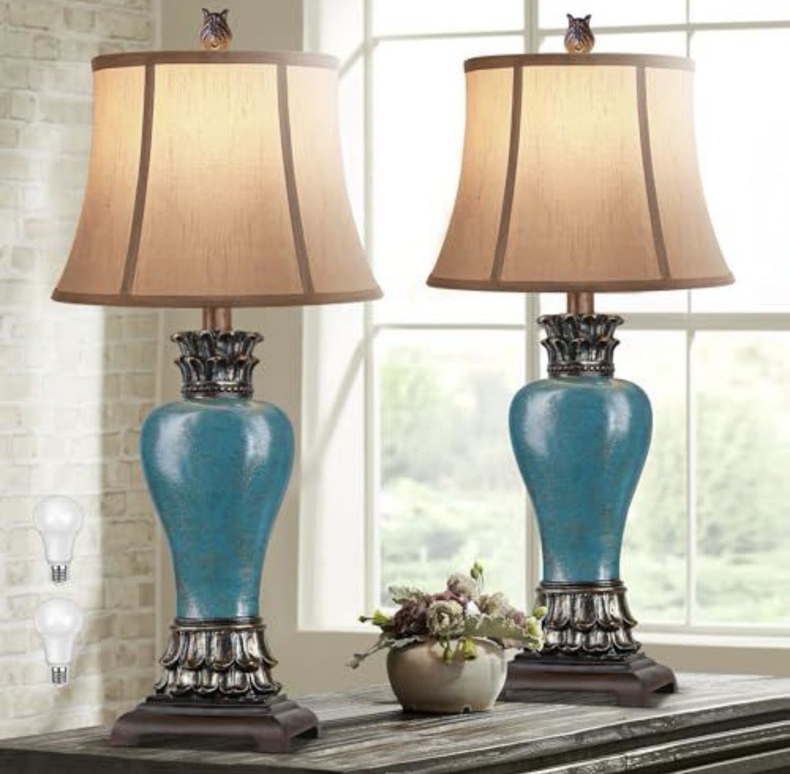 27" Set of 2 Tall Farmhouse Rustic Table Lamps