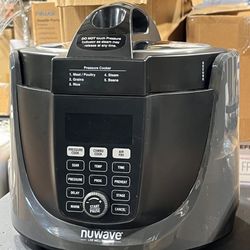 Nuwave Duet Air Fryer, Electric Pressure Cooker & Grill Combo, 540 IN 1 Multicooker with 2 Removable Lids, Slow Cook, Sears, Sautés, 18/10 SS Pot, Sur