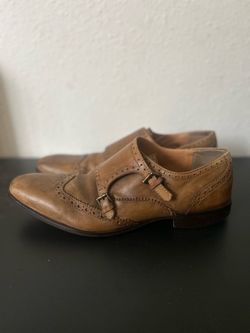 Brown Leather Double Monk Strap Dress Shoes