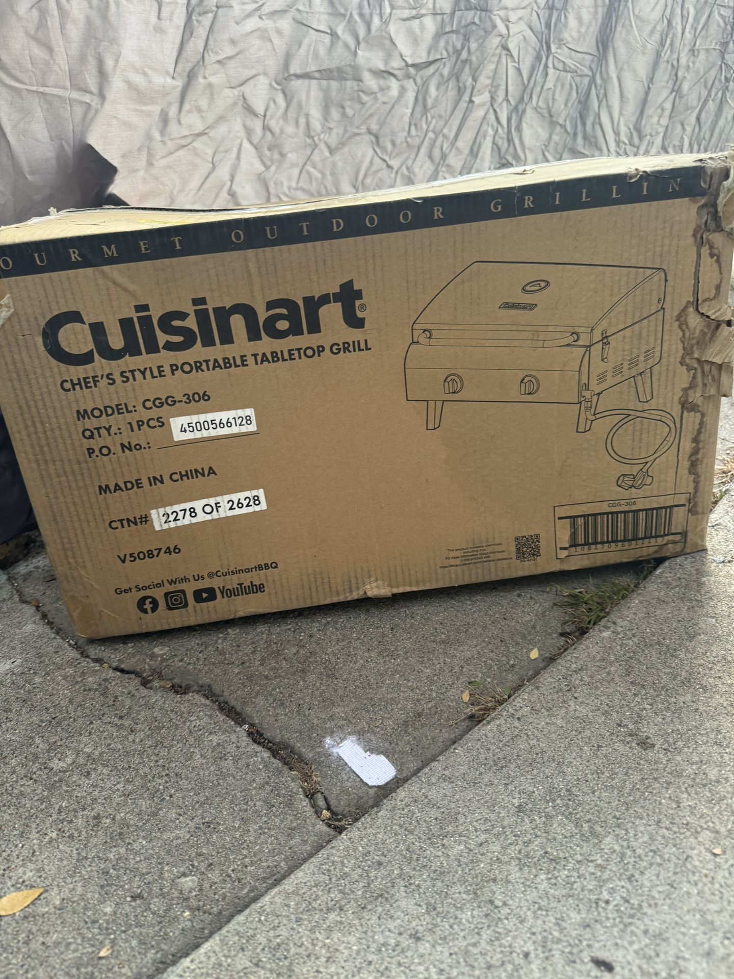 Cuisinart Chef's Style Tabletop Portable Propane Gas Grill, 20,000 BTU Stainless Steel 2-Burner Outdoor BBQ Grill
