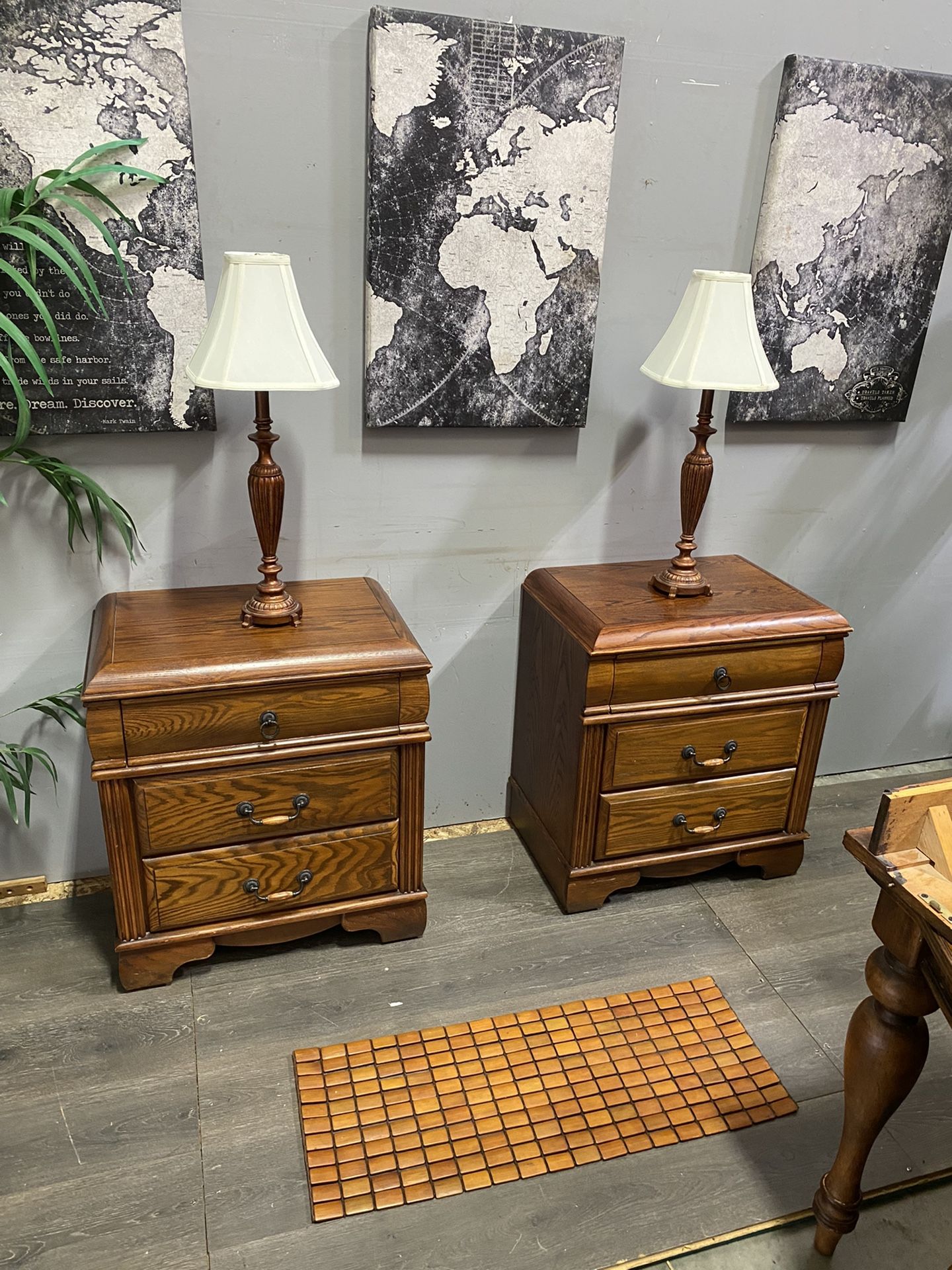 Like New Solid Wood Matching Nightstand Set Made By Blackhawk Furniture