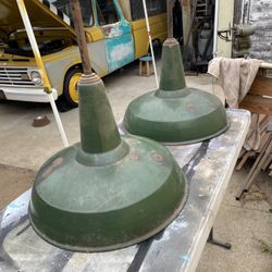 Large Vintage Gas Station Lamp Shades Antique Lighting $120 For The Set