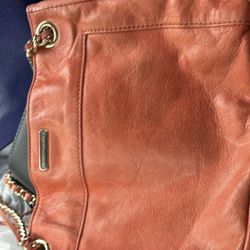 Rebecca Minkoff Swing Purse Double Chain Leather Burnt Orange Shoulder Bag