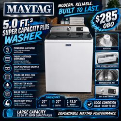 Maytag super capacity +5.0 ft.³ washer delivery available