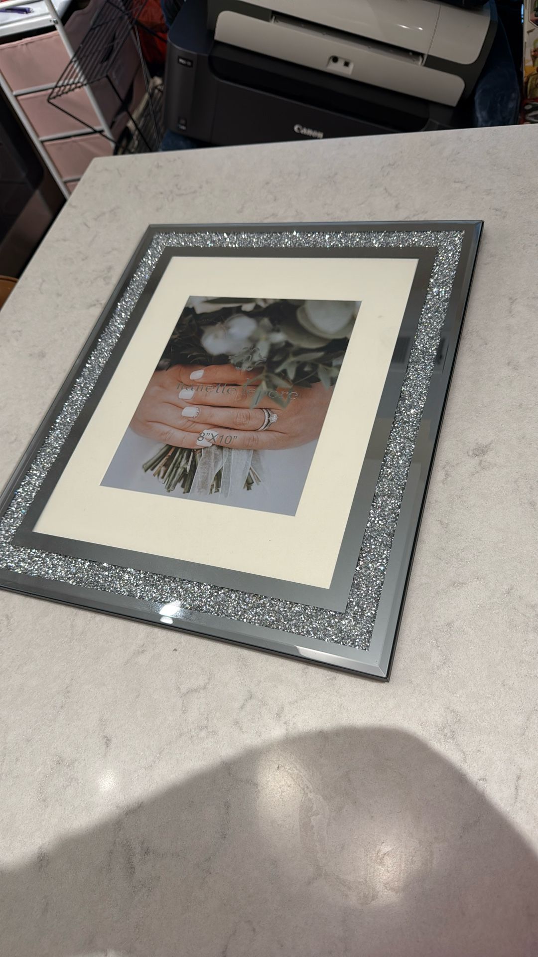 8 X 10 Silver Glitter Mirror Picture Frame