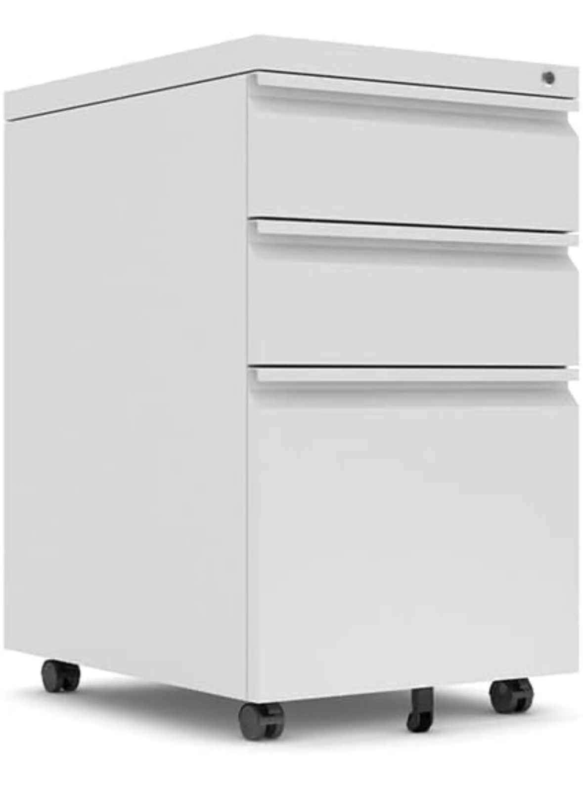Under Desk File Cabinet, 3 Drawers Mobile Metal Filing Cabinet with Lock and Wheels for Home Office Letter/Legal/A4