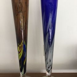 Antique glass cone tall vases