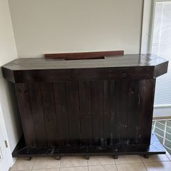 Wooden Bar Counter/ 2 Swivel Chairs