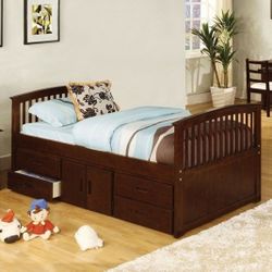 Brand New Cottage Dark Walnut Twin Size  Mission Style 4 Drawers & Storage