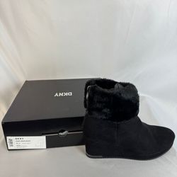 DKNY Womens Nadra Wedge Booties Black Smooth 